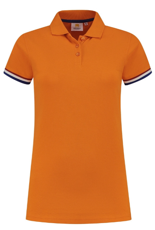 ls fan polo oranje dames Yippenco Textiles